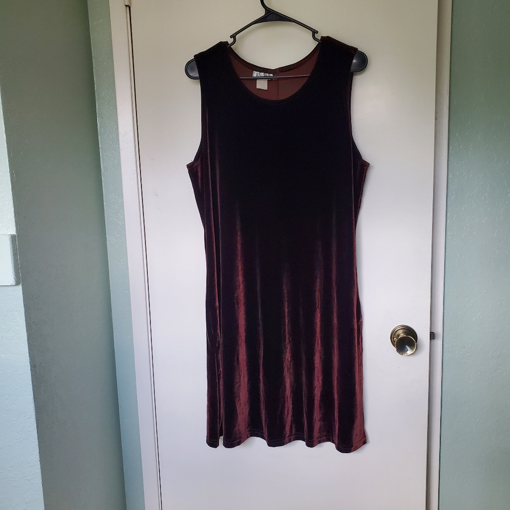 Dori Vintage Brown Whimsigoth Dark Fairy Velvet Shift Dress Size XL